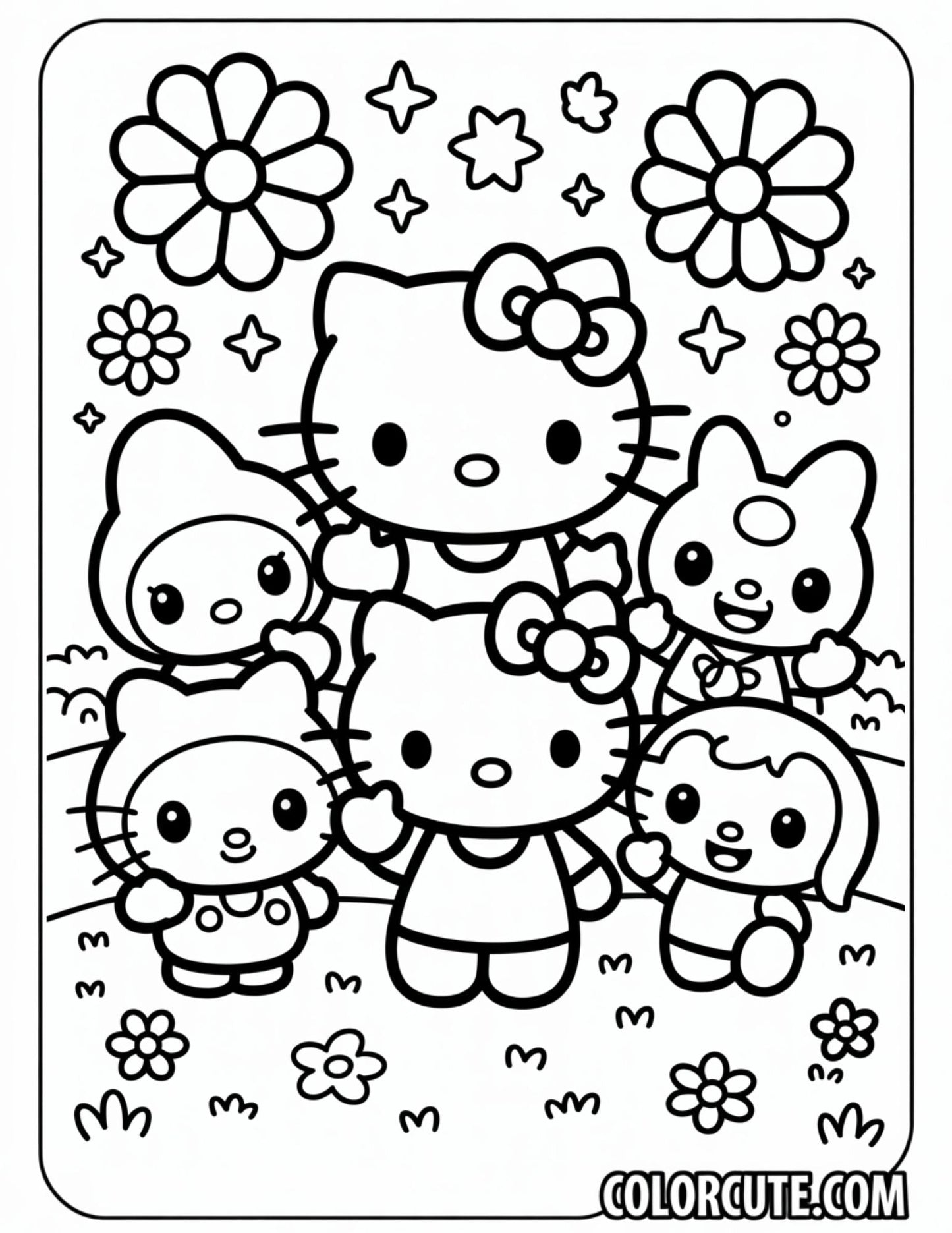 Hello Kitty My Melody Coloring Page | Free PDF Printables