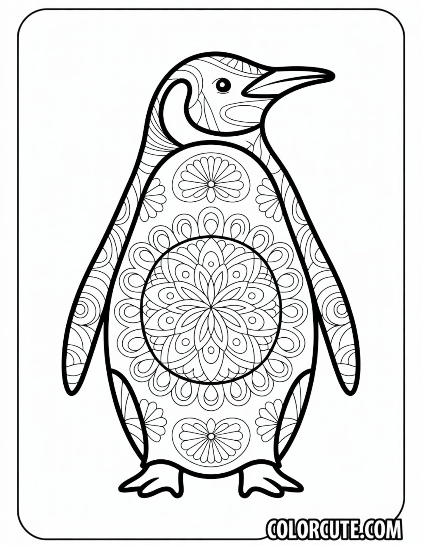 Mandala Penguin Coloring Page | Free PDF Printables