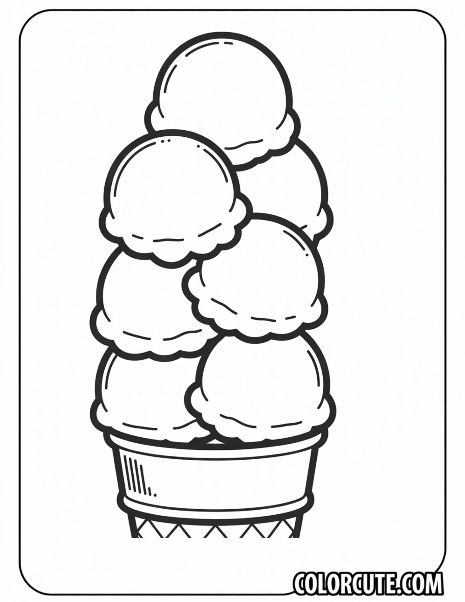 Stacked Ice Cream Scoops Coloring Page Free PDF Printables Color