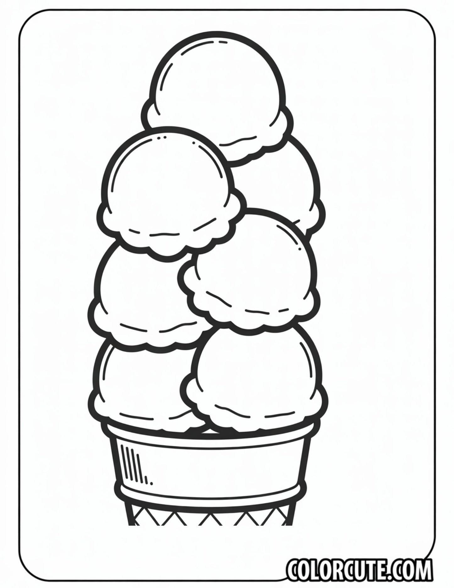 Stacked Ice Cream Scoops Coloring Page | Free PDF Printables