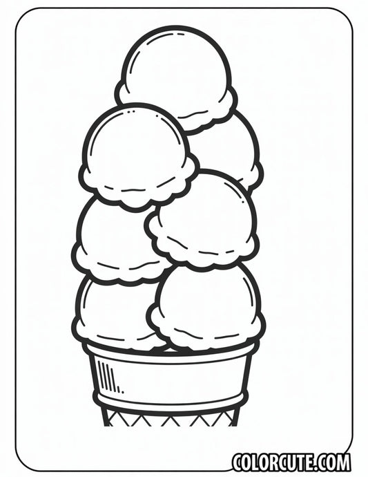 Stacked Ice Cream Scoops Coloring Page | Free PDF Printables