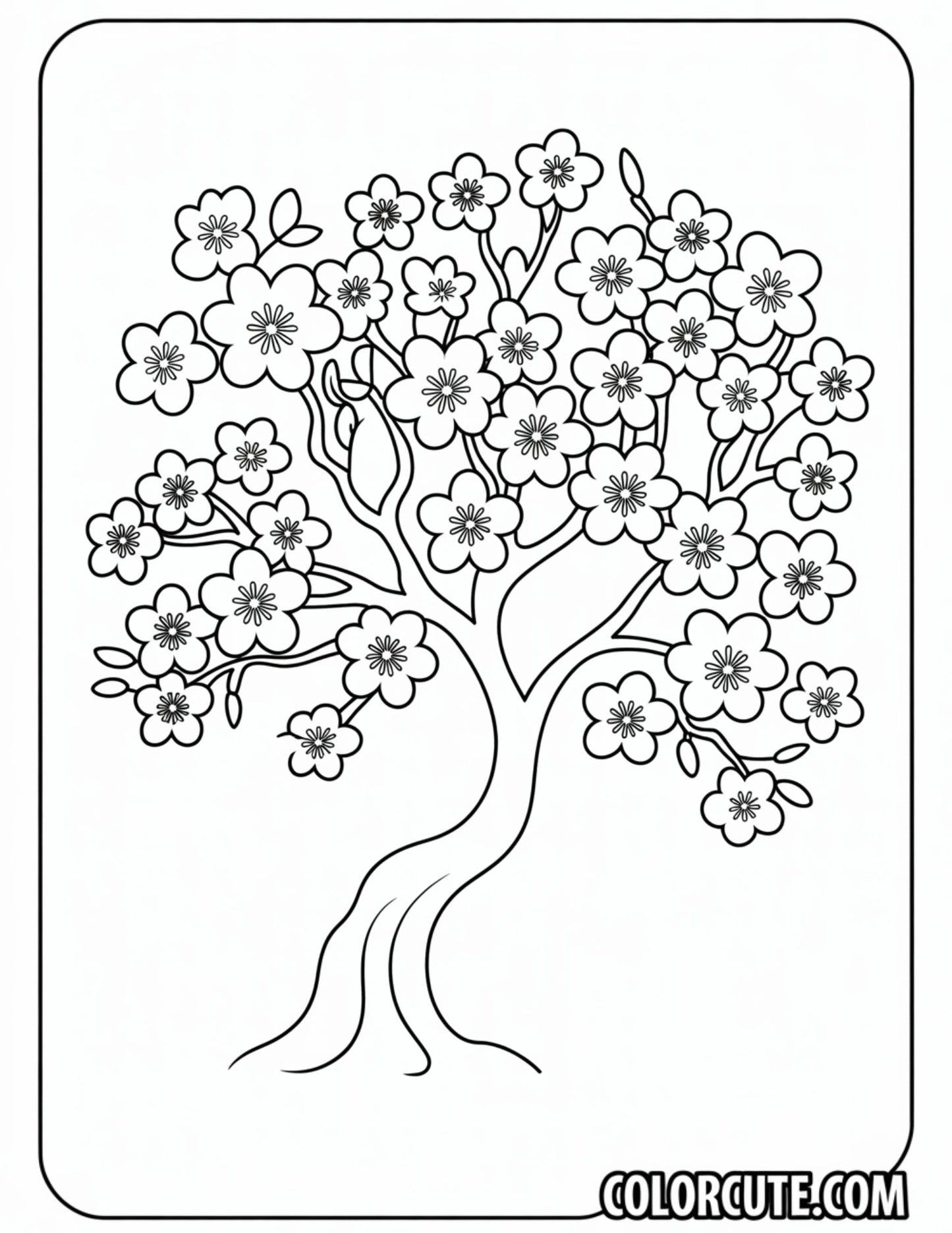 Cherry Blossom Tree Coloring Pages - Free PDF Printables