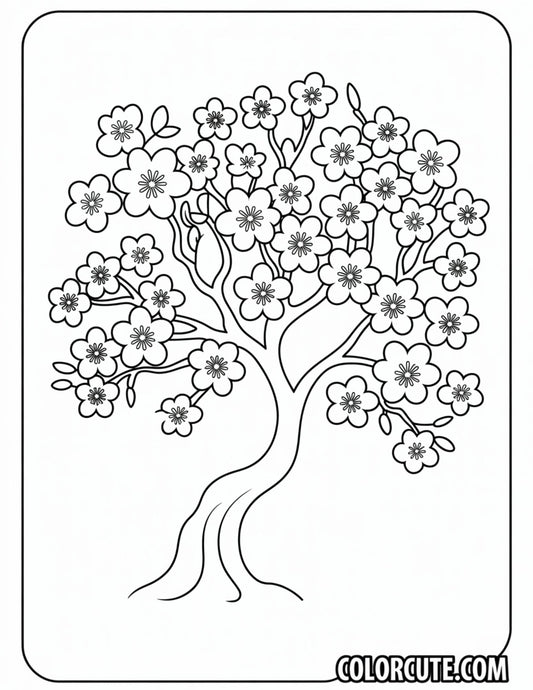 Cherry Blossom Tree Coloring Pages - Free PDF Printables
