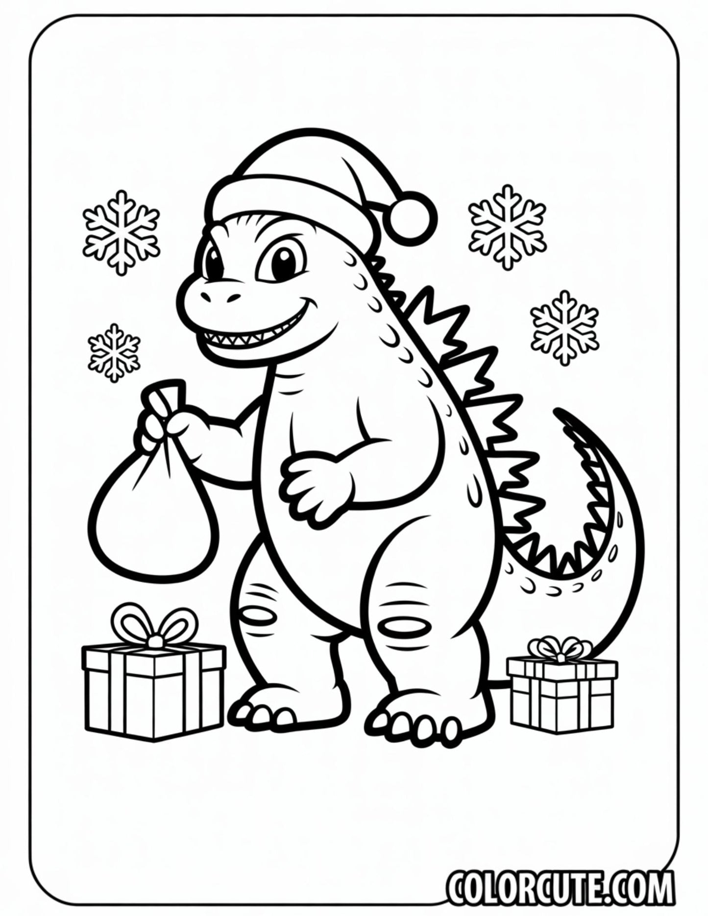 Christmas Godzilla Coloring Pages | Free PDF Printables