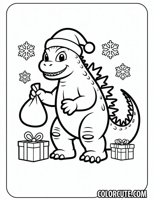 Christmas Godzilla Coloring Pages | Free PDF Printables
