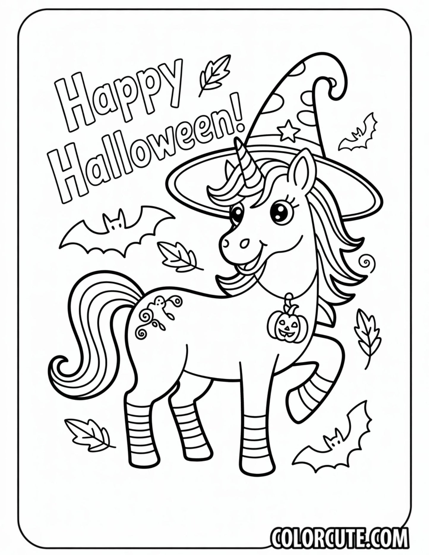 Cute Unicorn Halloween Coloring Pages | Free PDF Printables