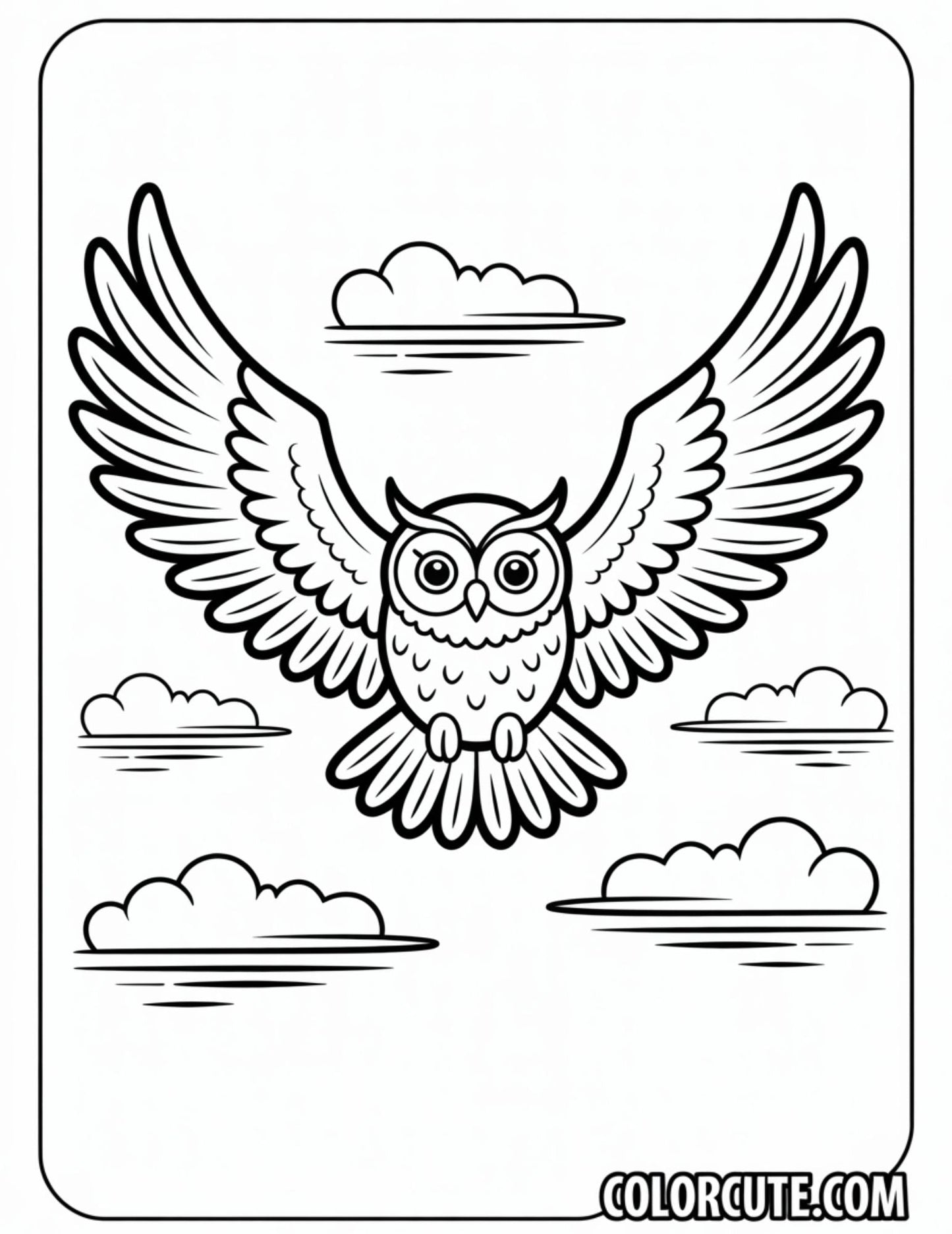 Flying Owl Coloring Pages | Free PDF Printables
