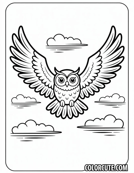 Flying Owl Coloring Pages | Free PDF Printables