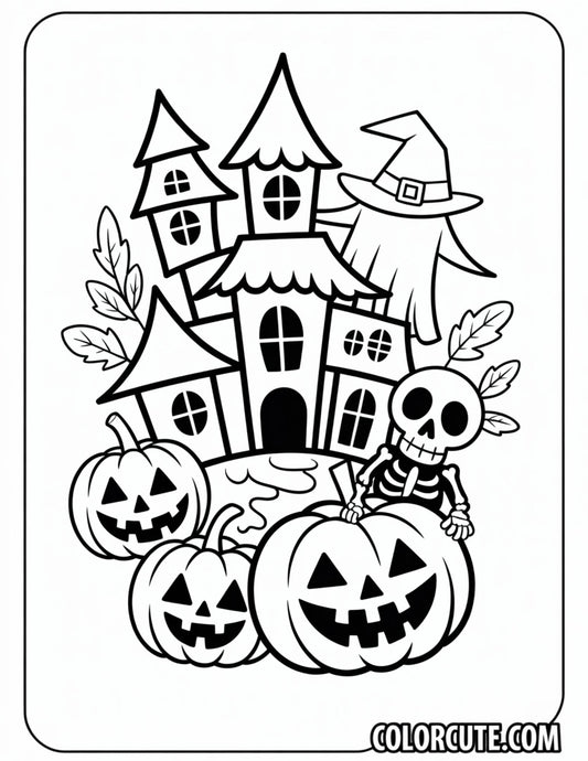 Graveyard Halloween Coloring Page | Free PDF Printables