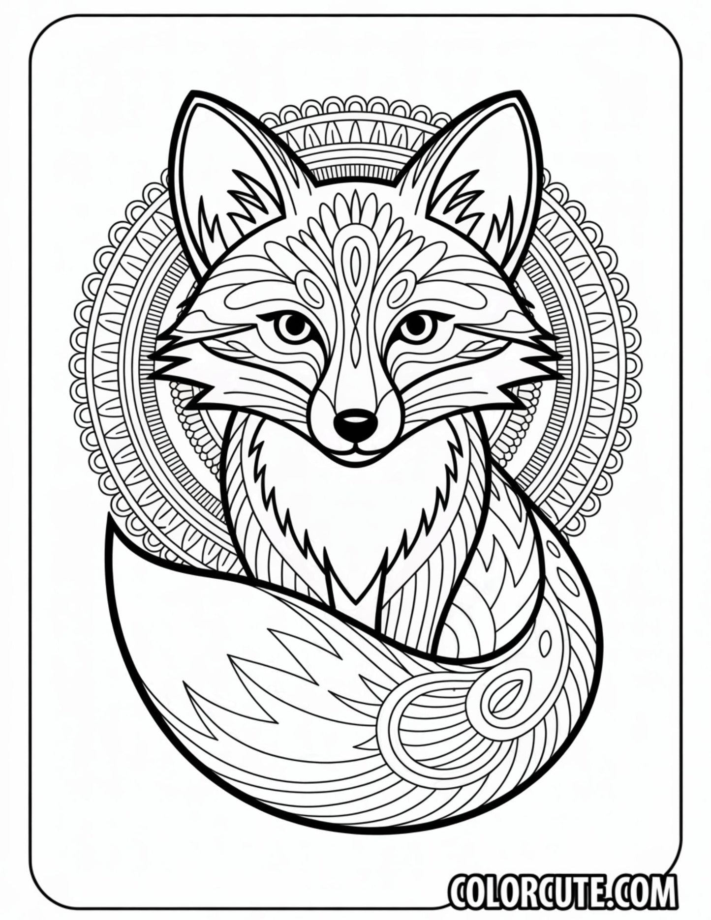 Mandala Fox Face Coloring Pages | Free PDF Printables
