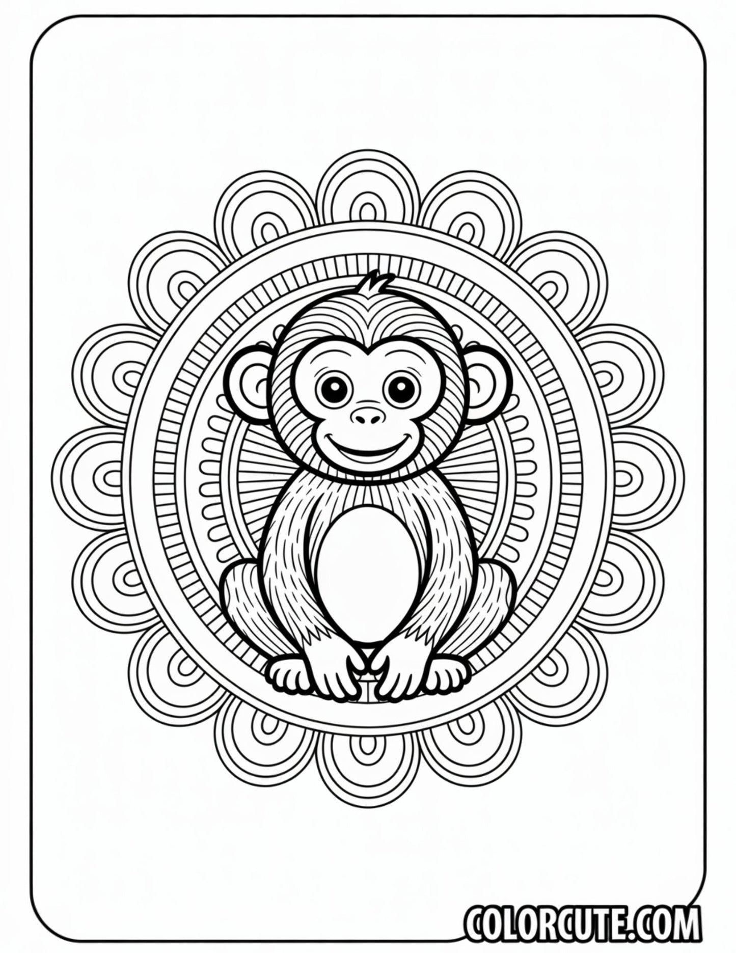 Mandala Monkey Coloring Page Free PDF Printables