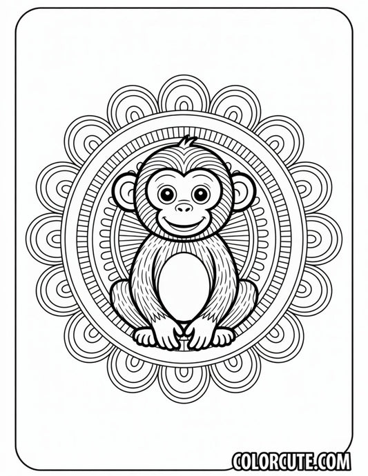 Mandala Monkey Coloring Page Free PDF Printables