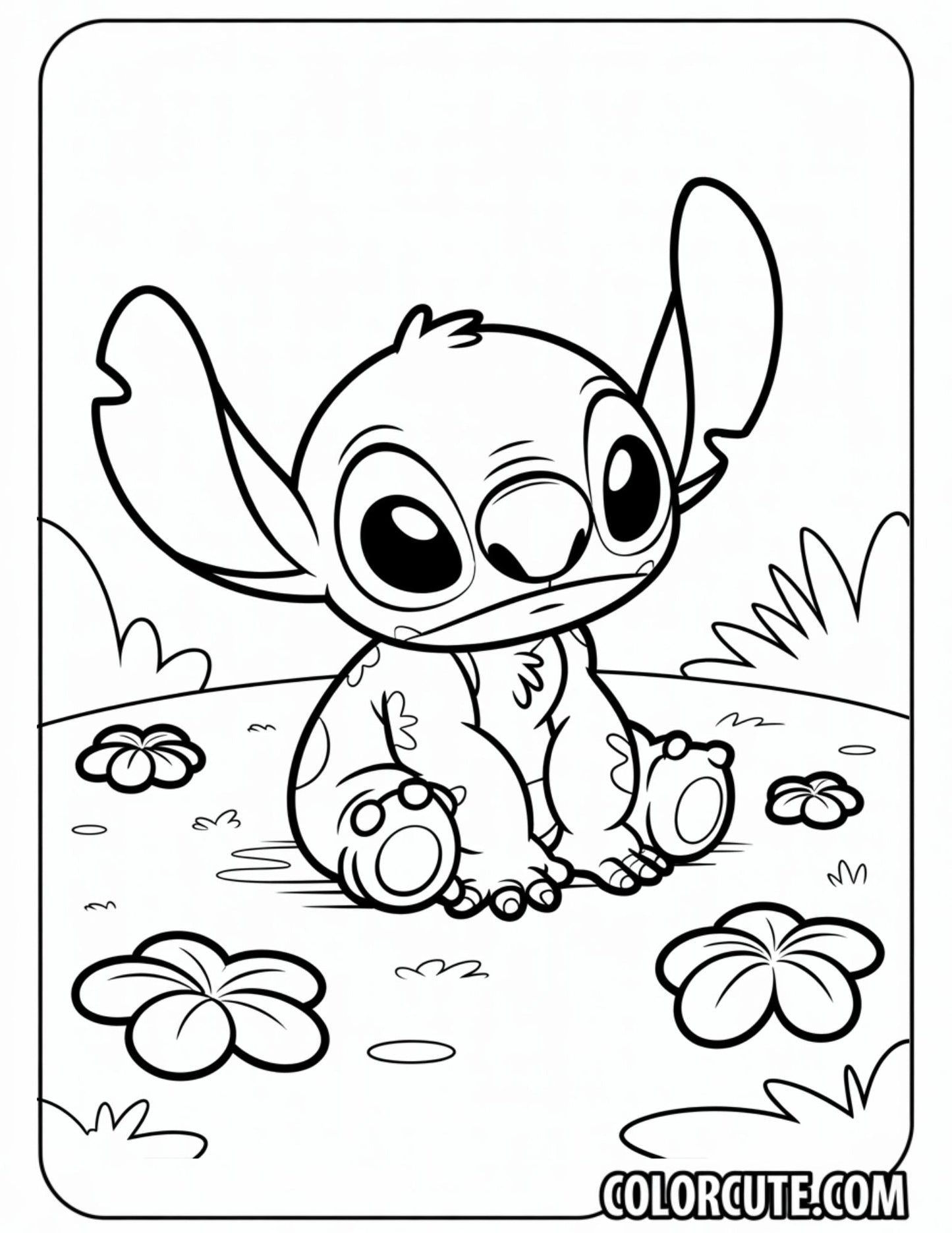 Sad Stitch Coloring Page | Free PDF Printables