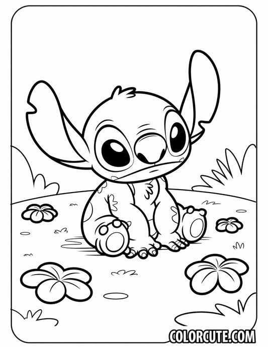 Sad Stitch Coloring Page | Free PDF Printables