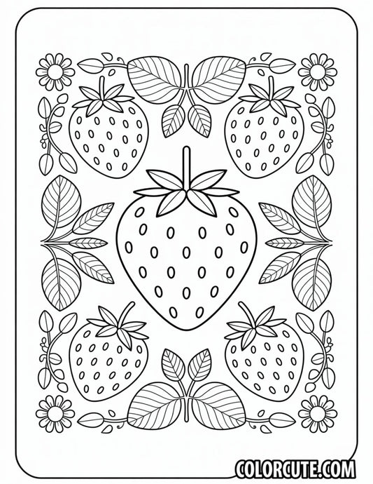Strawberry Mandala Coloring Pages – Free PDF Printables