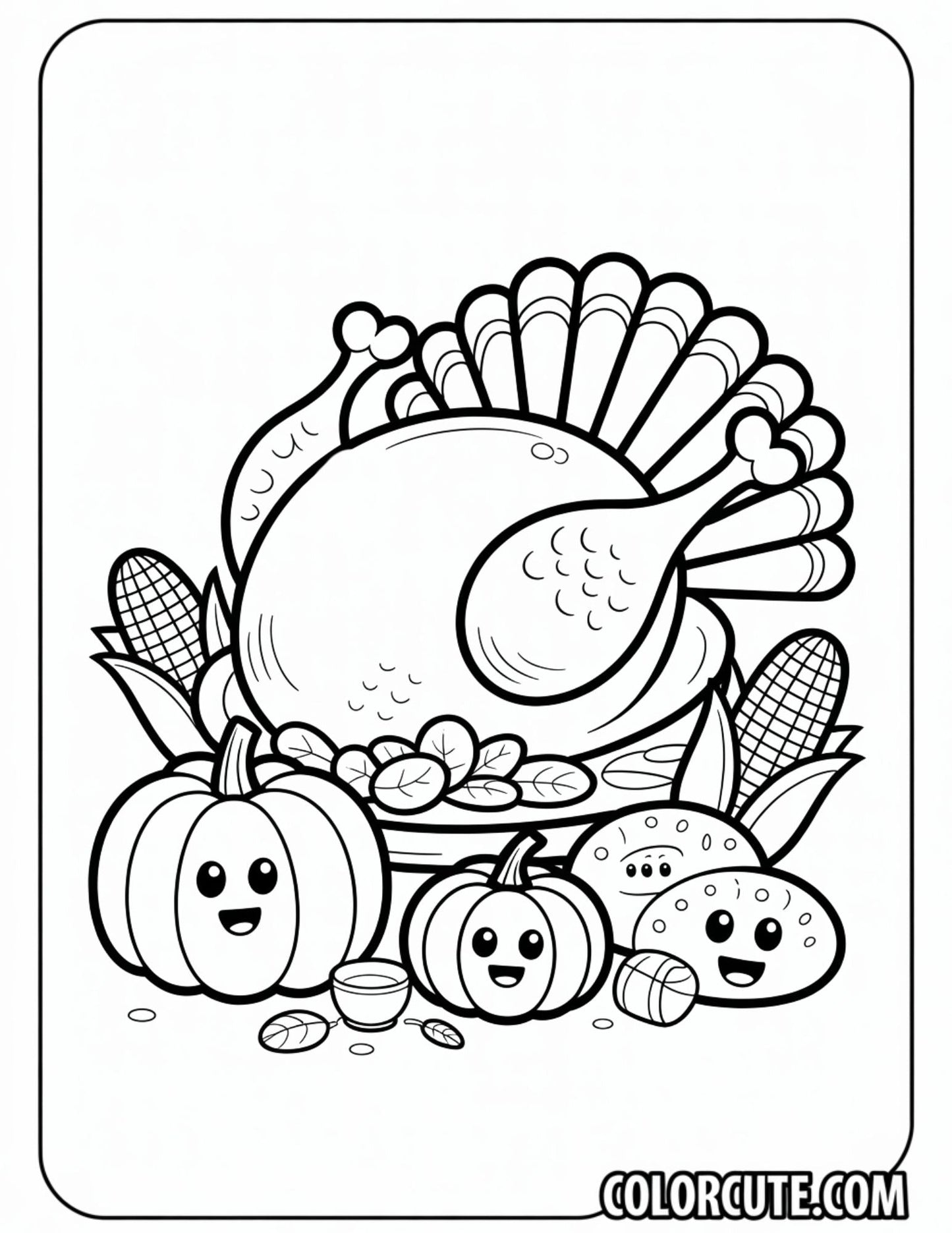 Thanksgiving Food Coloring Pages | Free PDF Printables