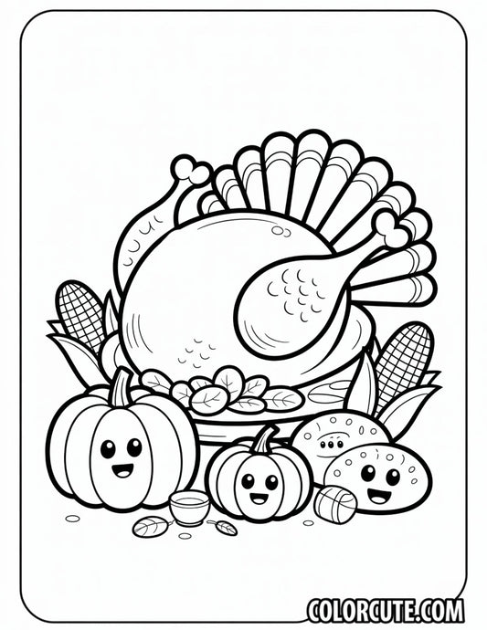 Thanksgiving Food Coloring Pages | Free PDF Printables