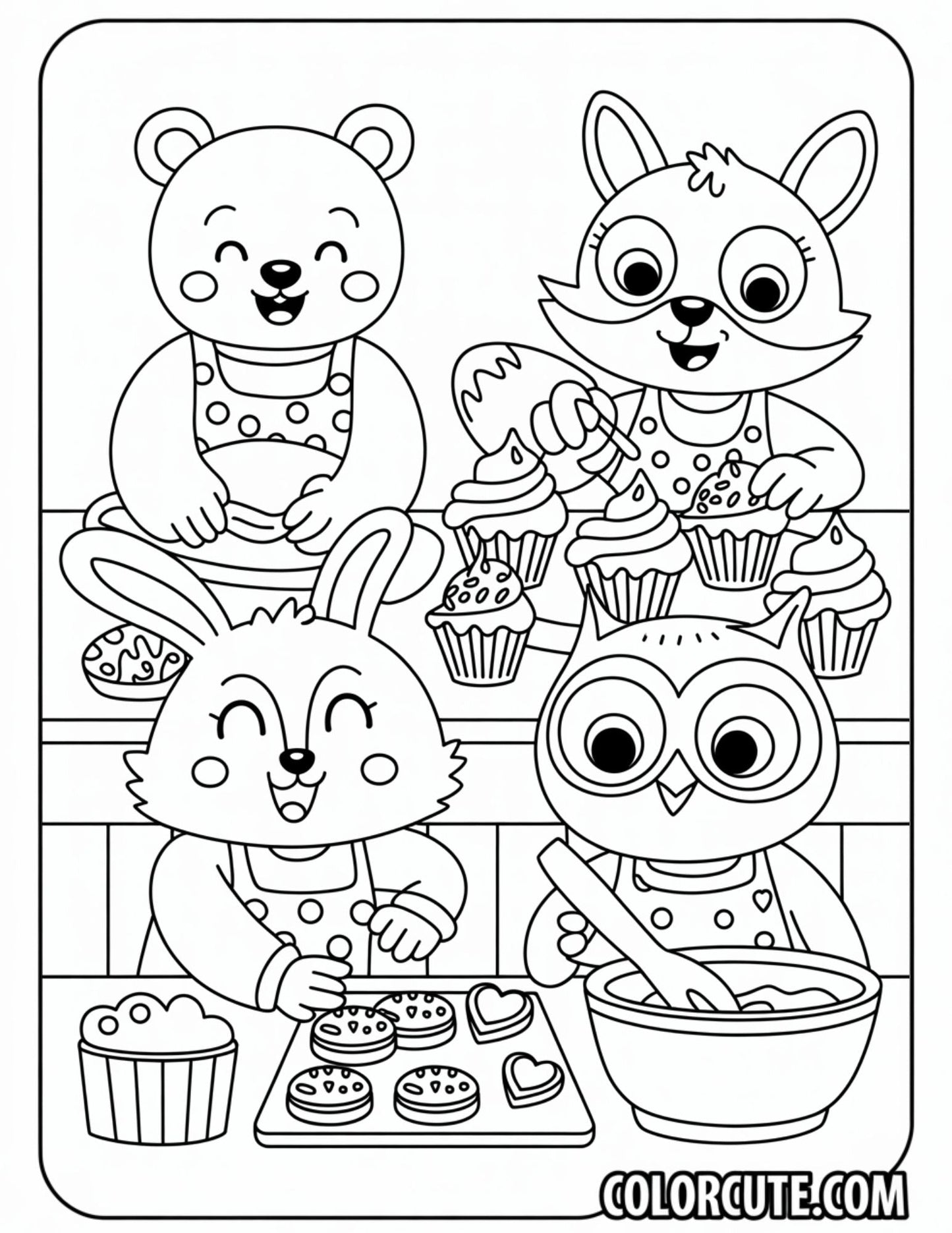 Bakery Cozy Friends Coloring Pages | Free PDF Printables
