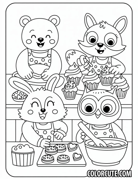 Bakery Cozy Friends Coloring Pages | Free PDF Printables