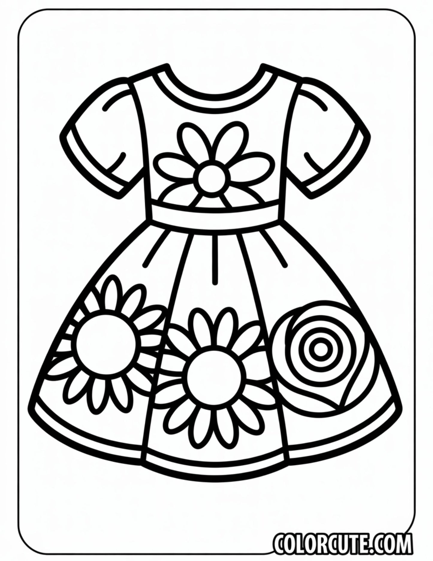 Beautiful Dress Coloring Pages | Free PDF Printables