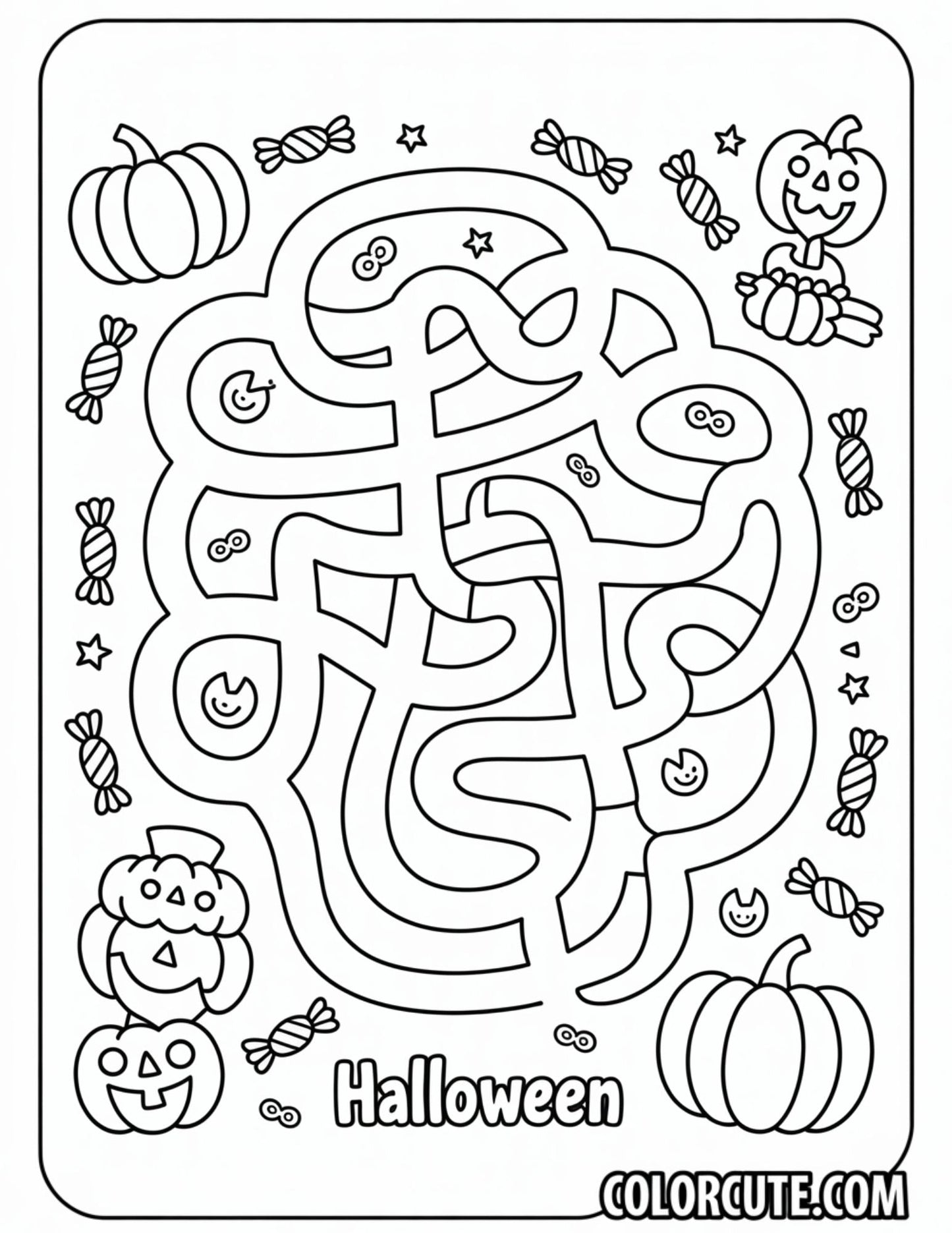 Halloween Maze Coloring Pages | Free PDF Printables