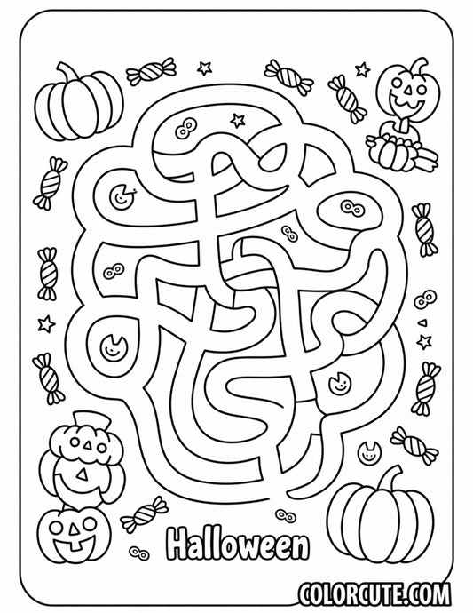 Halloween Maze Coloring Pages | Free PDF Printables