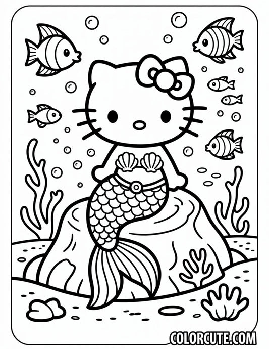 Hello Kitty Mermaid Coloring Page | Free PDF Printables