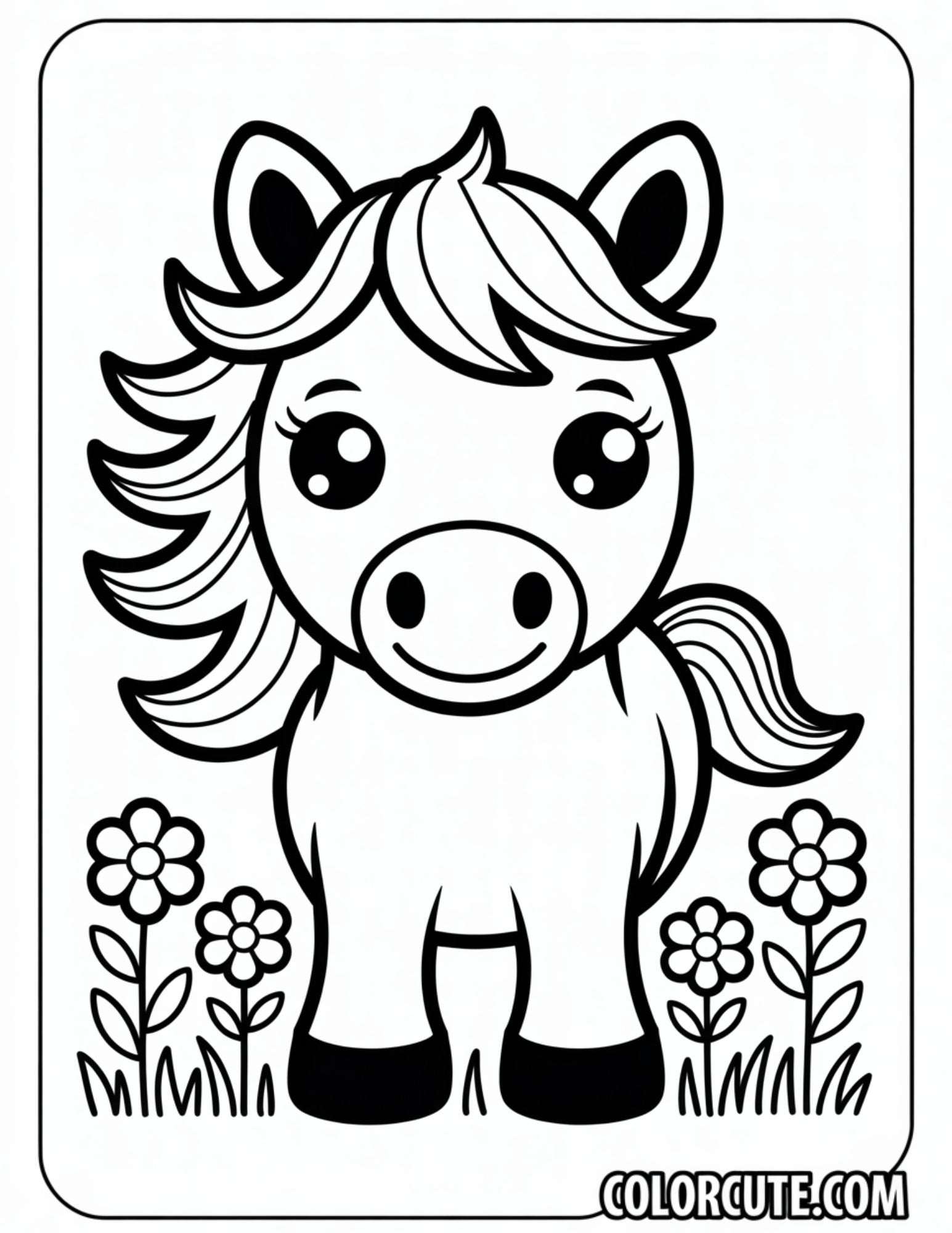 Horse Bold and Easy Coloring Pages | Free PDF Printables – Color Cute ...