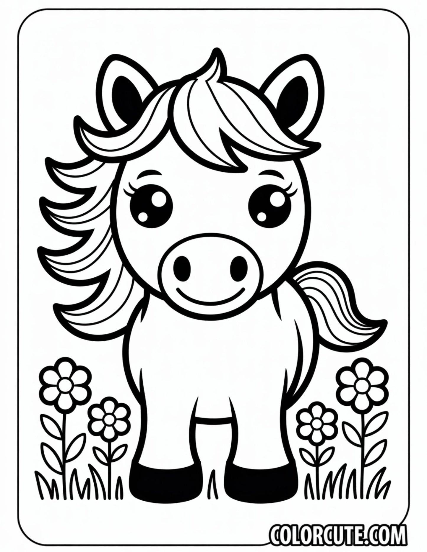 Horse Bold and Easy Coloring Pages | Free PDF Printables