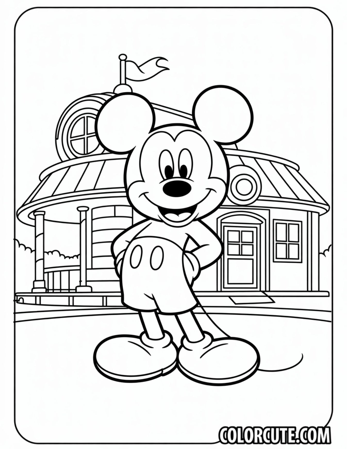 Mickey Mouse Clubhouse Coloring Page Free PDF Printables Color Cute
