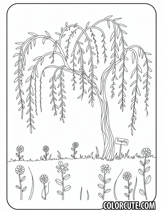 Willow Tree Coloring Pages - Free PDF Printables