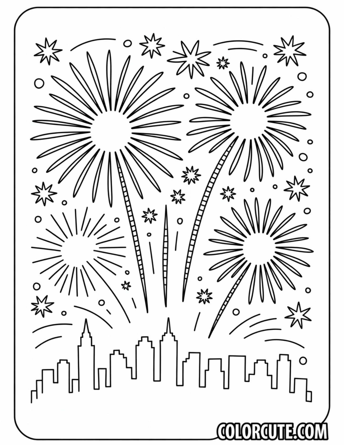 4th of July Fireworks Coloring Pages | Free PDF Printables