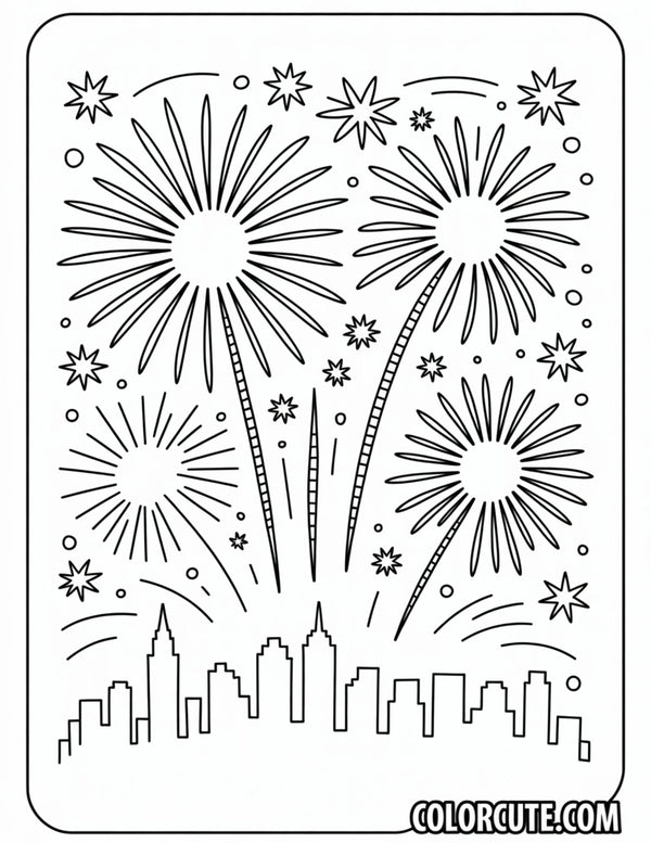 4th of July Fireworks Coloring Pages | Free PDF Printables – Color Cute ...
