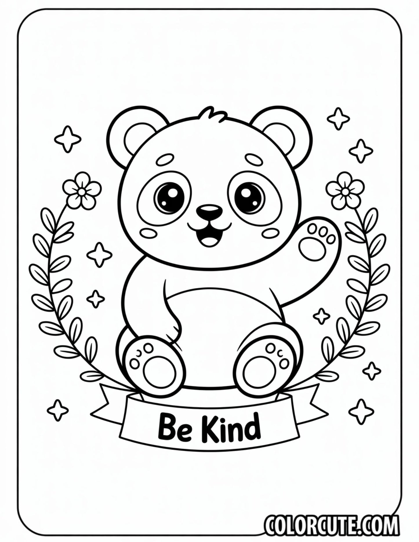 Be Kind Panda Coloring Pages | Free PDF Printables