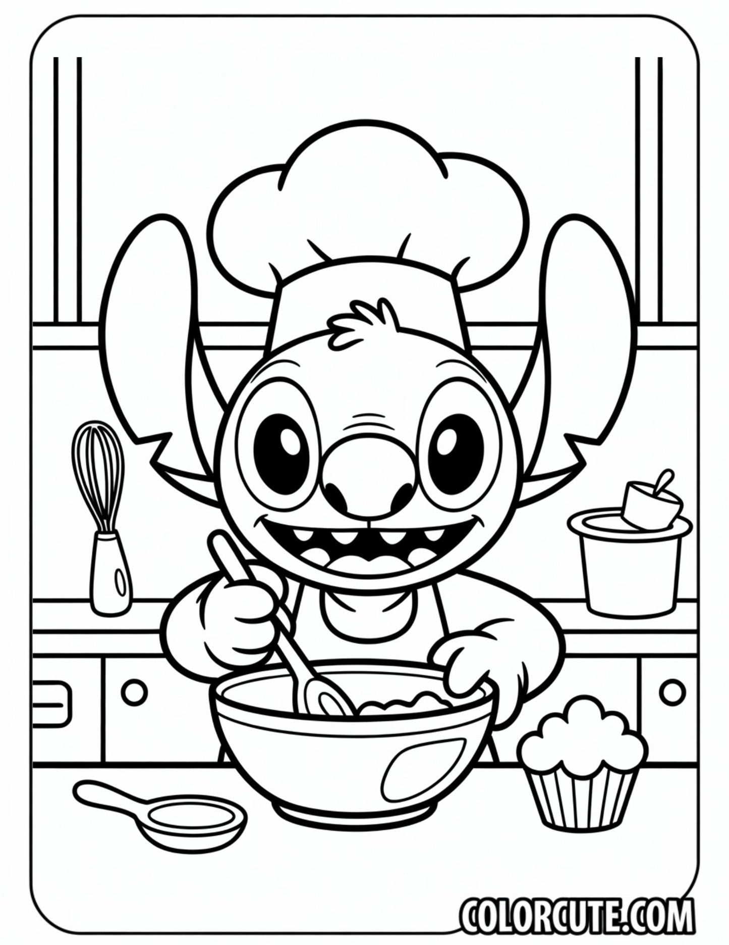 Chef Stitch Coloring Pages | Free PDF Printables