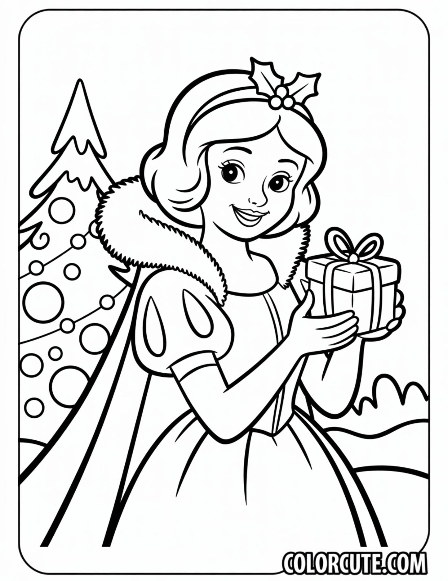 Christmas Snow White Coloring Page | Free PDF Printables
