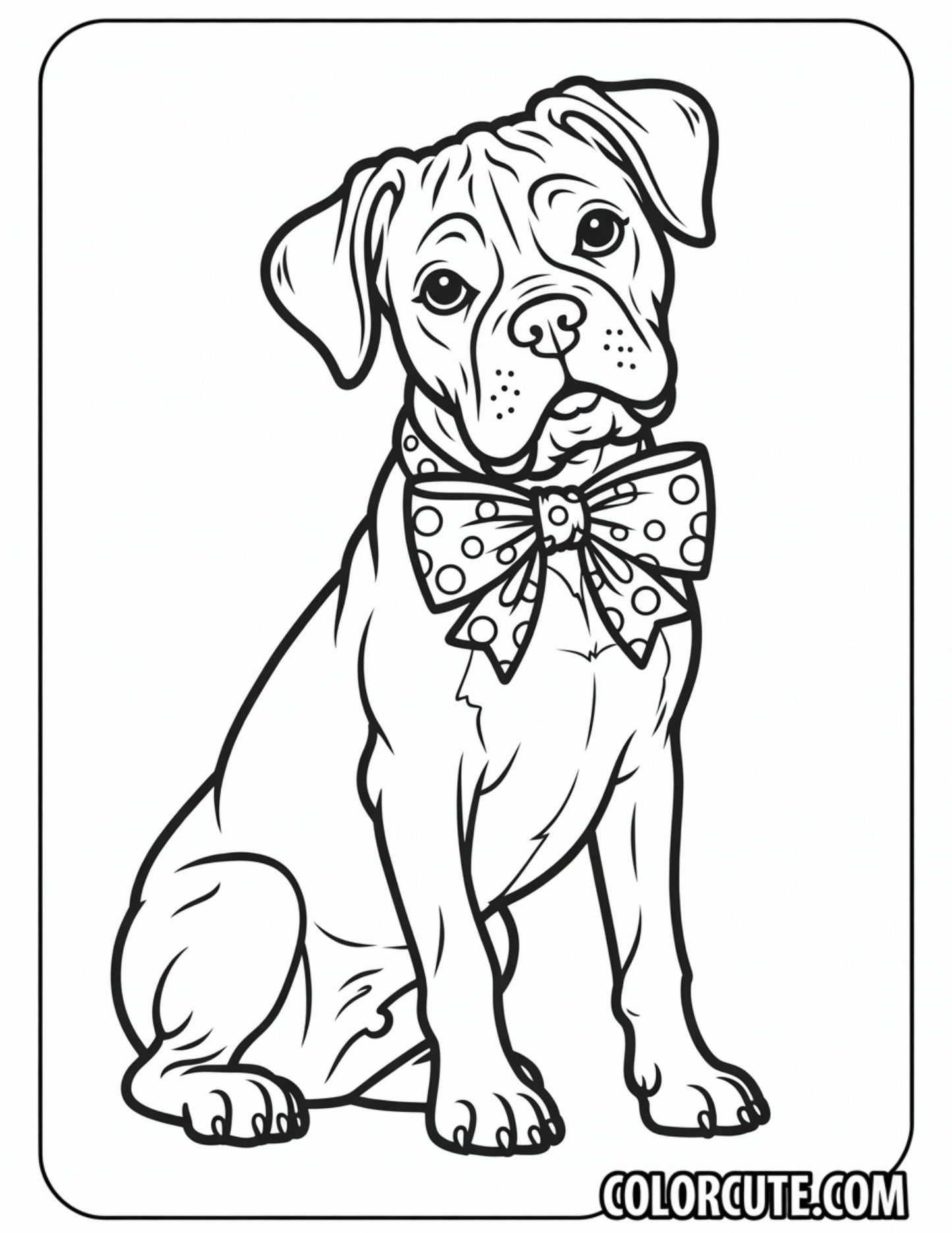 Cute Puppy with a Bowtie Coloring Page | Free PDF Printables