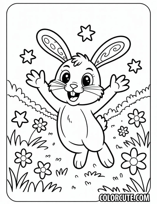 Dancing Bunny Coloring Page – Free PDF Printables