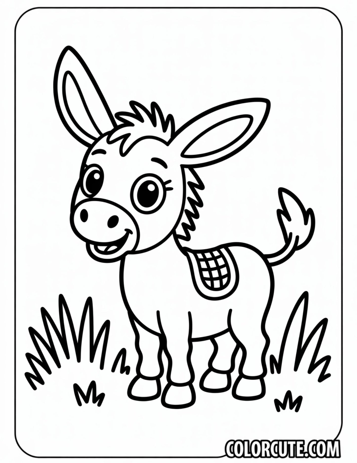Donkey Preschool Coloring Page | Free PDF Printables