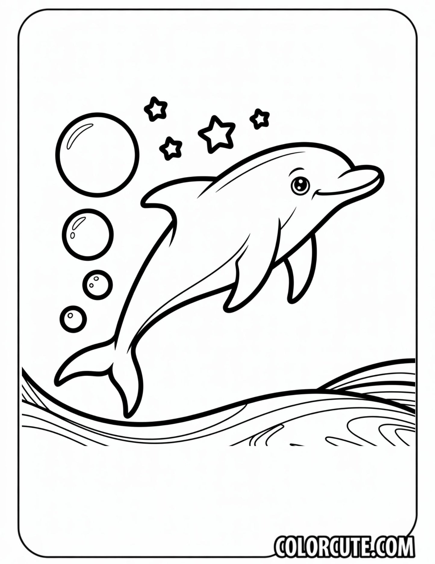 Easy Dolphin Coloring Page | Free PDF Printables