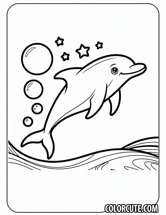 Easy Dolphin Coloring Page | Free PDF Printables