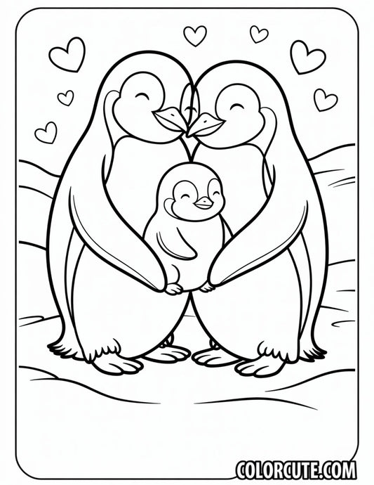 Family Penguin Coloring Page | Free PDF Printables