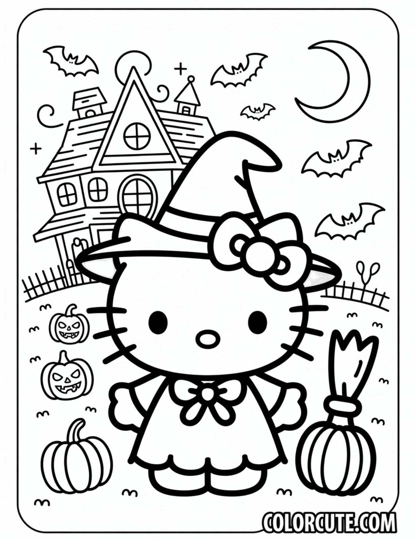 Hello Kitty Halloween Coloring Page | Free PDF Printables