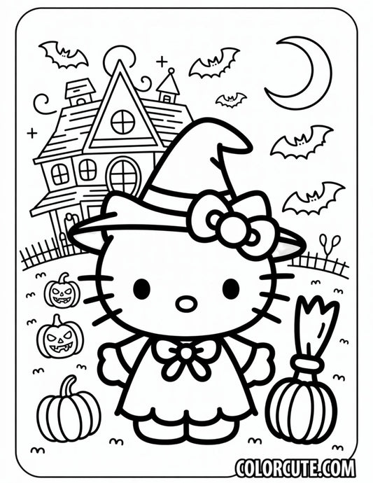 Hello Kitty Halloween Coloring Page | Free PDF Printables