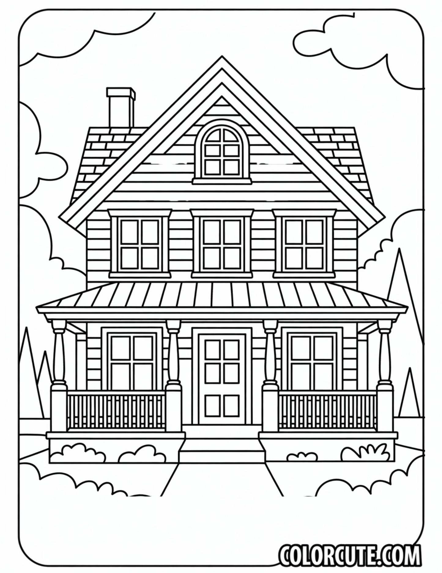 Realistic House Coloring Pages | Free PDF Printables