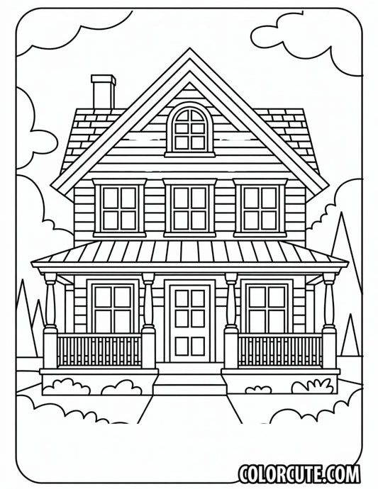 Realistic House Coloring Pages | Free PDF Printables