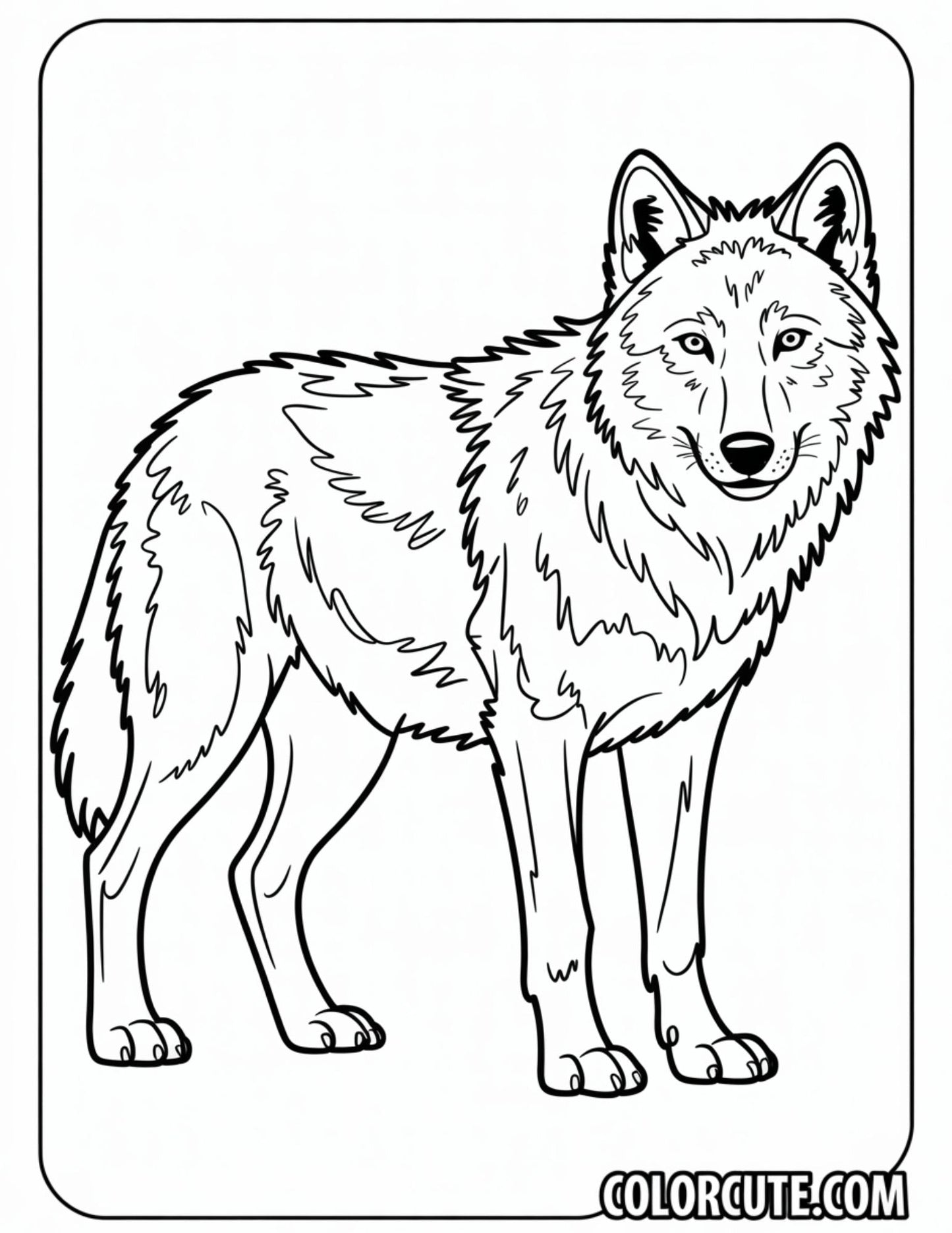 Realistic Wolf Coloring Page | Free PDF Printables