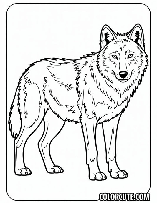 Realistic Wolf Coloring Page | Free PDF Printables
