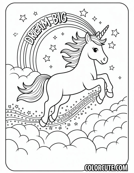 Unicorn in the Clouds Coloring Pages | Free PDF Printables