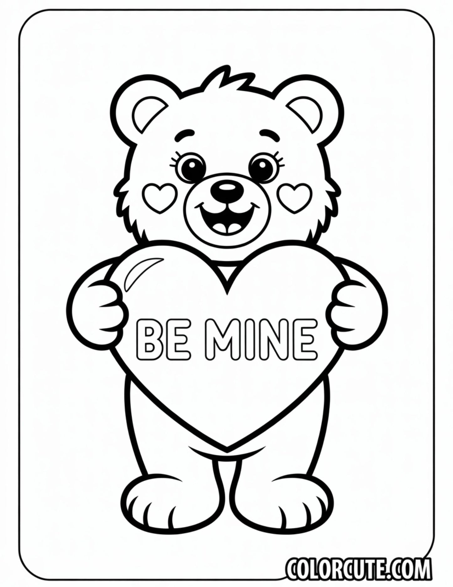 Valentine Bear Coloring Pages | Free PDF Printables